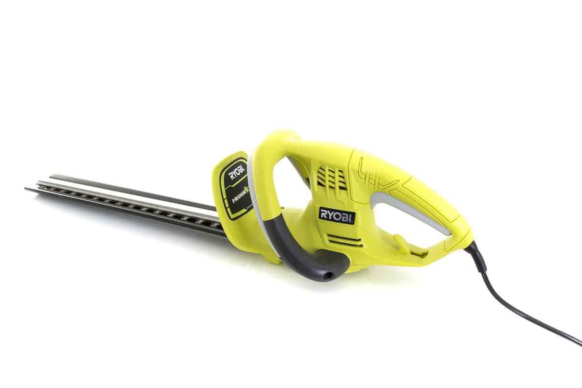 close up Ryobi Hedge Trimmer brand new ready to use