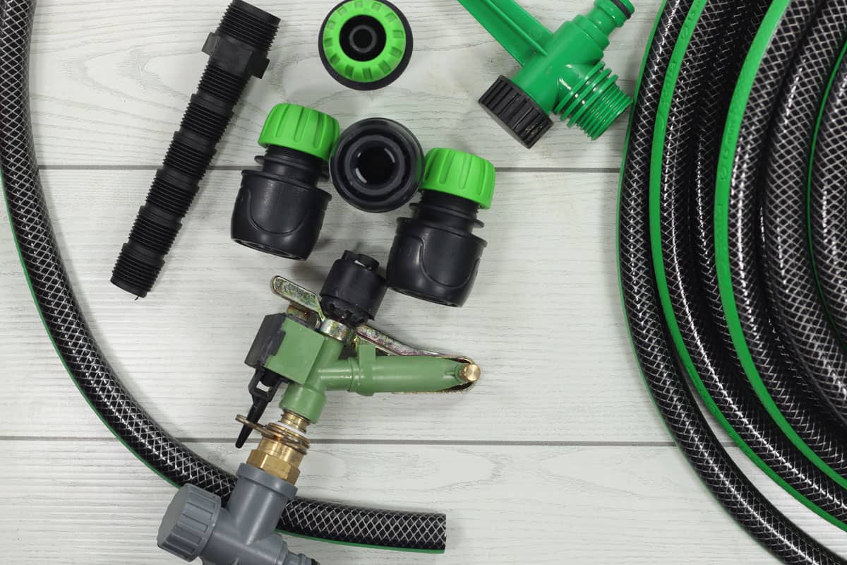 closeup garden irrigation accessories hose fittings