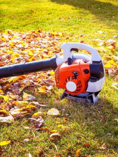 vacuum cleaner cleaning leaves on lawn, How To Start A Husqvarna Leaf Blower [Step By Step Guide]