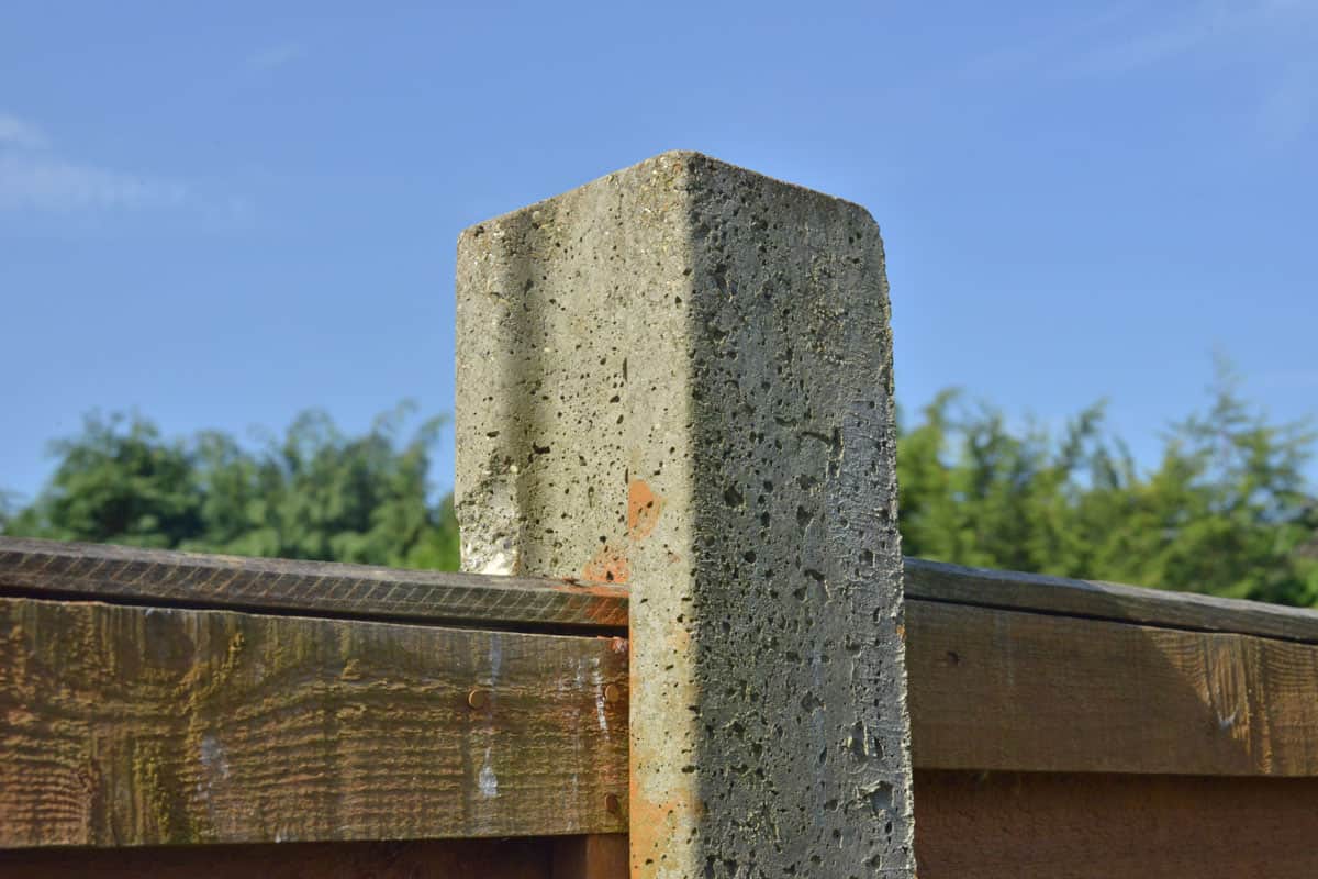 A concrete post holding a fence panel