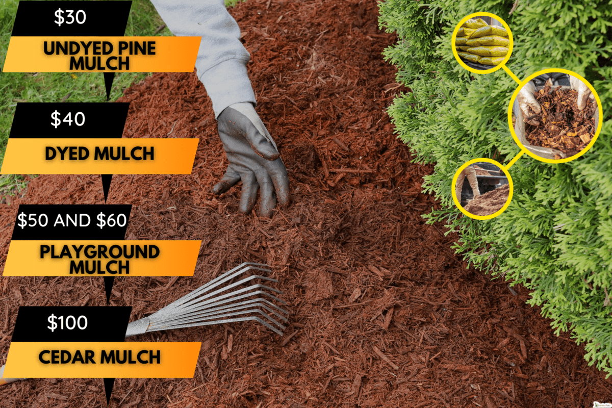 A garden rake in a pile of mulch, How Many Cubic Feet Is In A Yard Of Mulch [Quick & Easy Calculation]