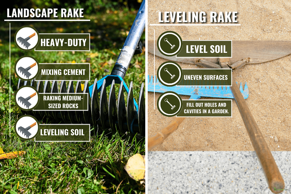 A lawn thatcher in a garden with yellow leaves on the grass, Landscape Rake Vs. Leveling Rake: What's The Difference?