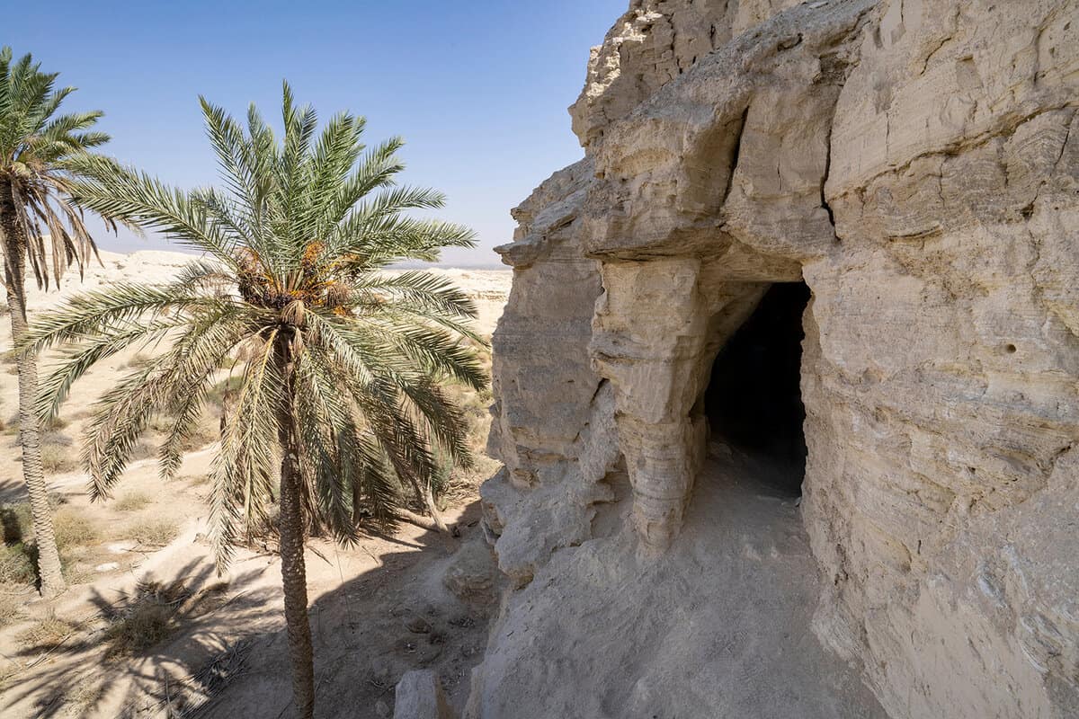 An ancient man made cave for hermits ( lavra cell ), in the Judea desert, Israel