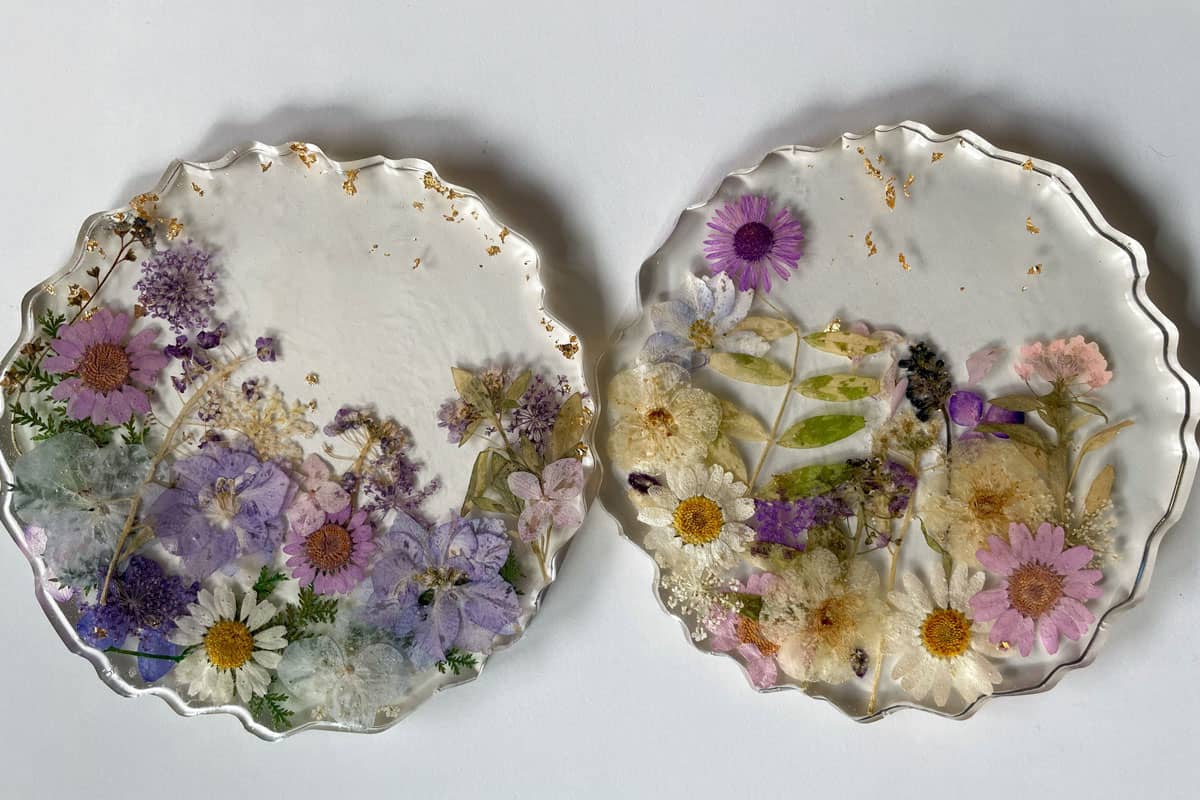 Different flowers preserved in resin