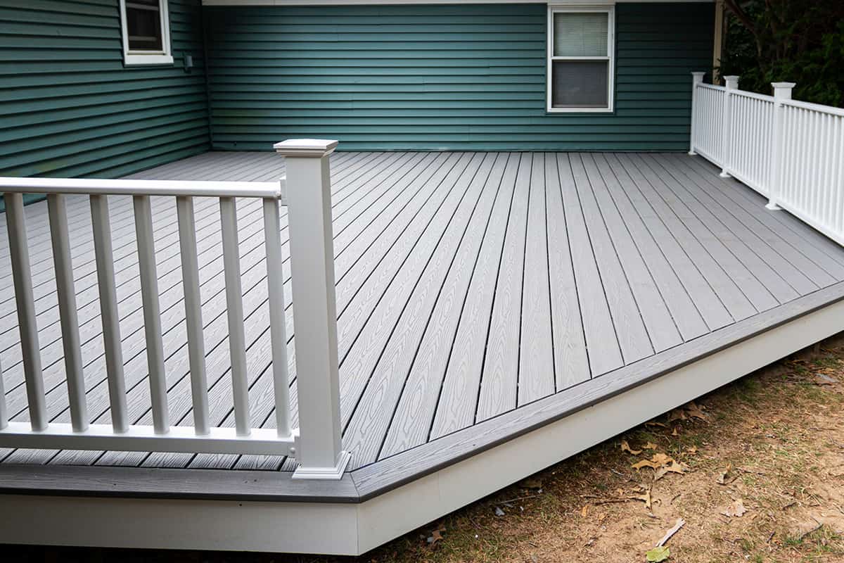 New composite deck on the back of a house