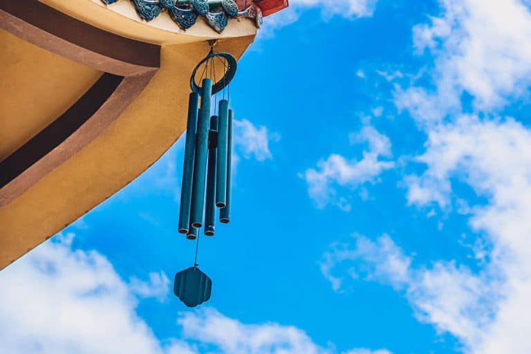 Pagoda curved roof building temple, metal big hanging wind sound bell chime effect melodious buddhism china, How To Hang Wind Chimes From Soffit