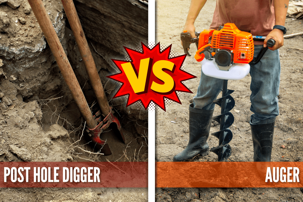 collab photo of a post hole digger and auger differences, Post Hole Digger Vs Auger: What's The Difference?