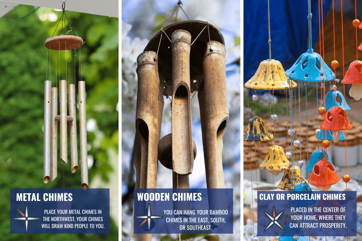 Wind Chimes hangs on the porch of the house against the backdrop of green trees. - Wind Chime made of Porcelain Ceramics Clay. - hanging silver wind chimes.- How Long To Cut Wind Chimes?