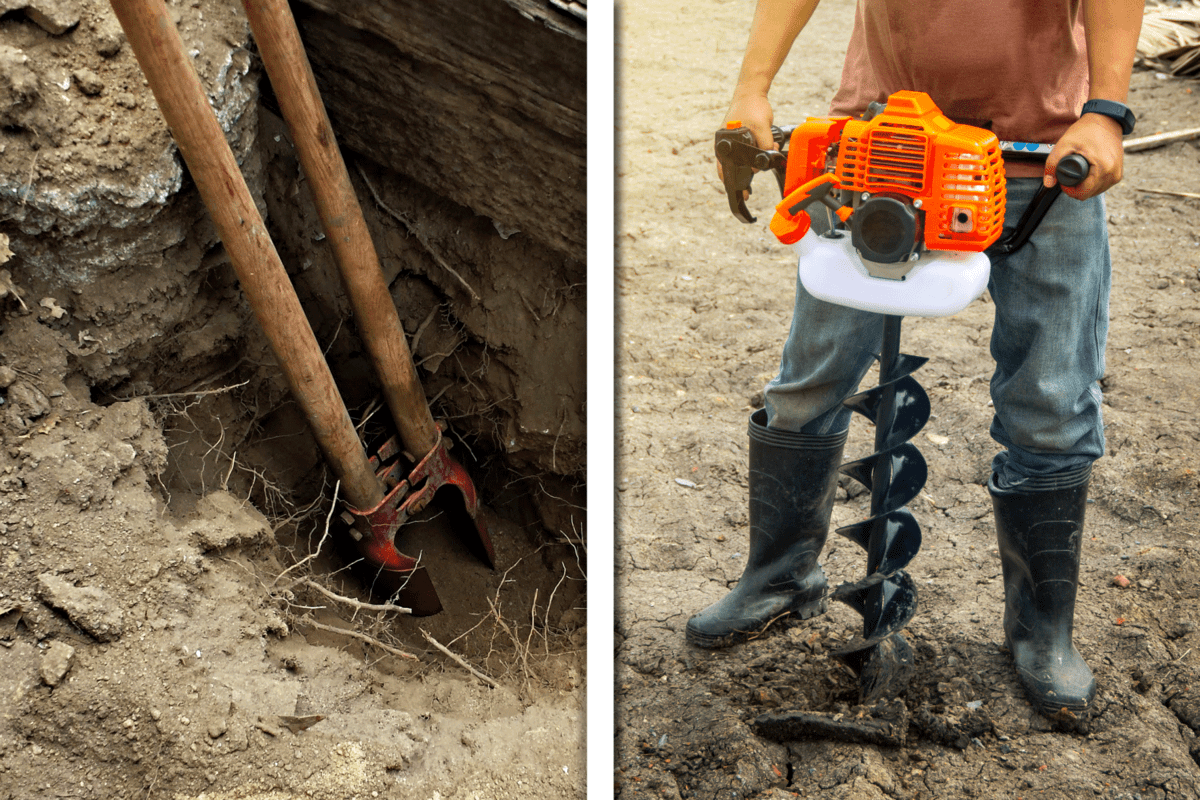 collab photo of a post hole digger and auger differences