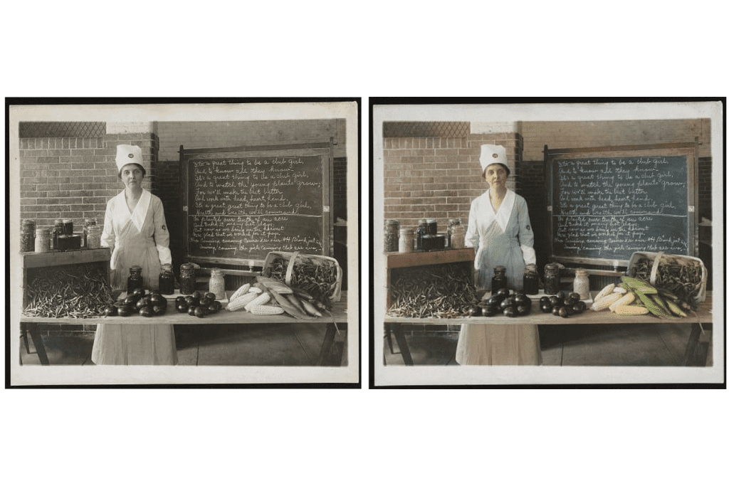 A 1900s cook showing her garden harvest 