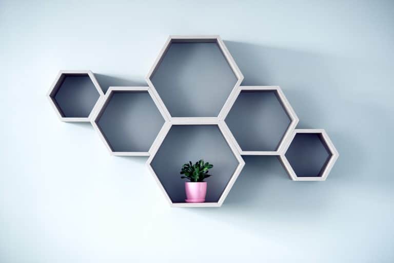 Gray hexagonal dividers for showing plants on the shelves, Creators Share How To Display Your Indoor Plants In Stunning Ways