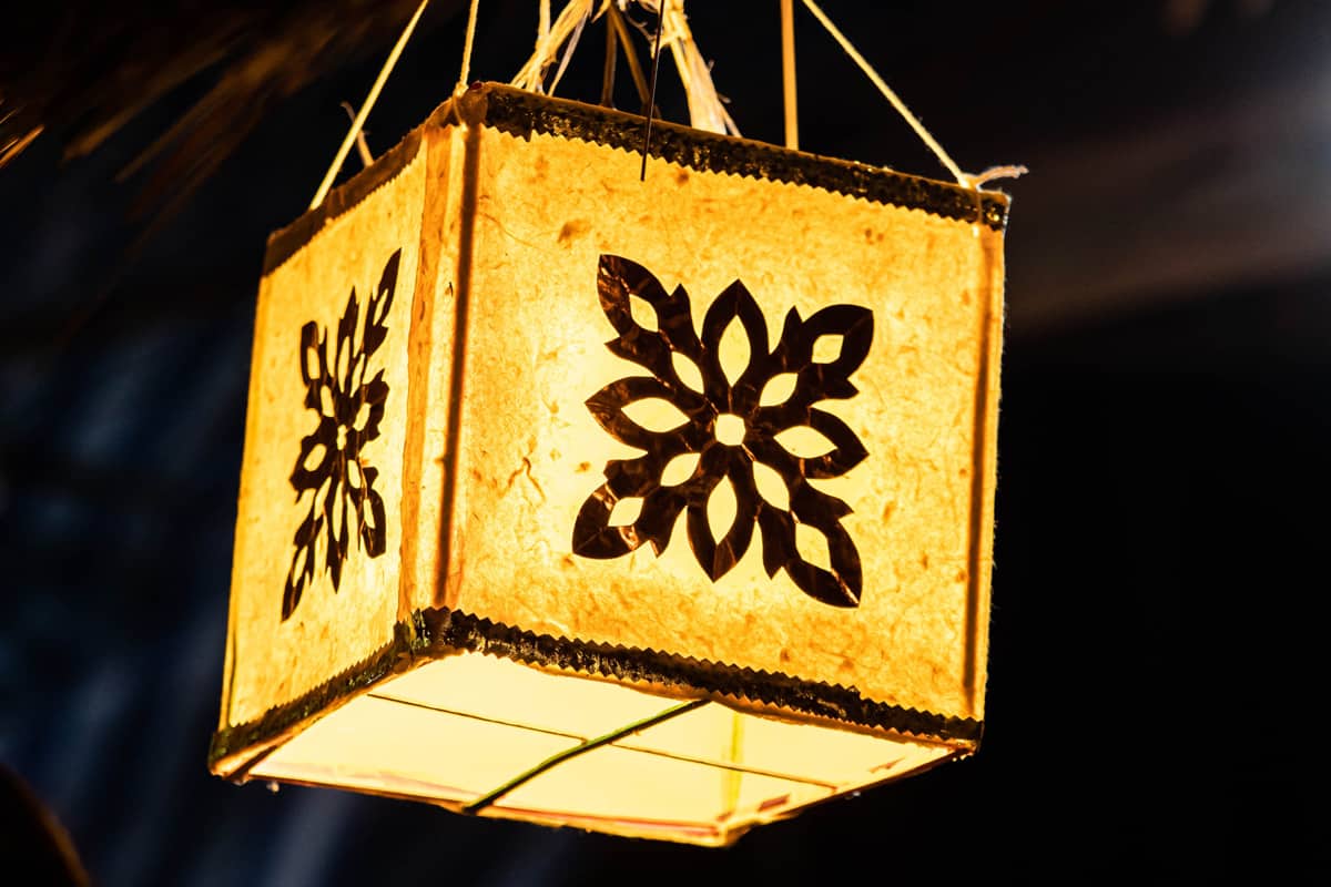 Lamp made of mulberry paper hanging
