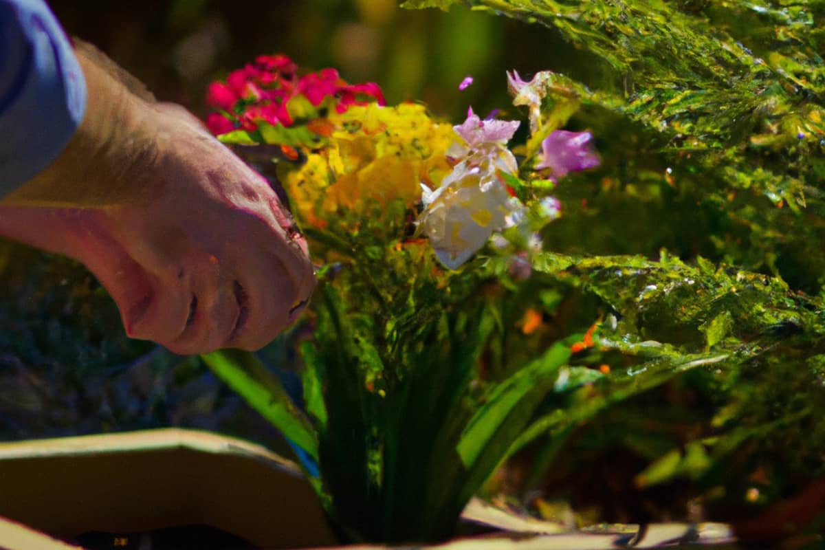 Photo of a person caring for freesia