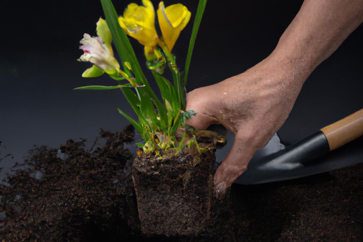 Photo of a person planting Freesia