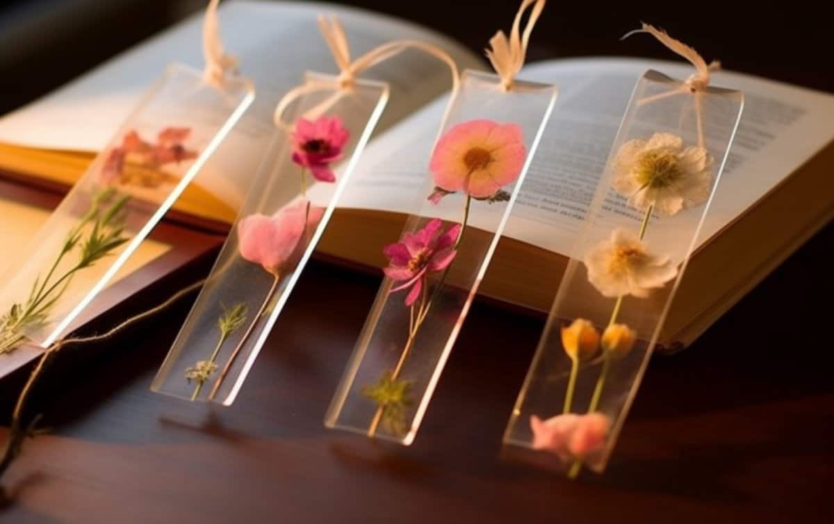 laminated flowers as bookmark