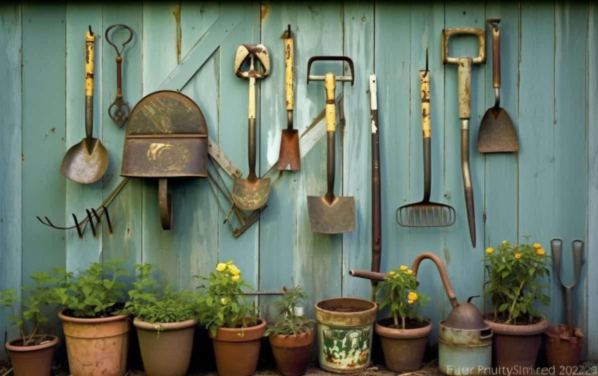 old garden tools into charming and rustic wall decorations for your garden shed