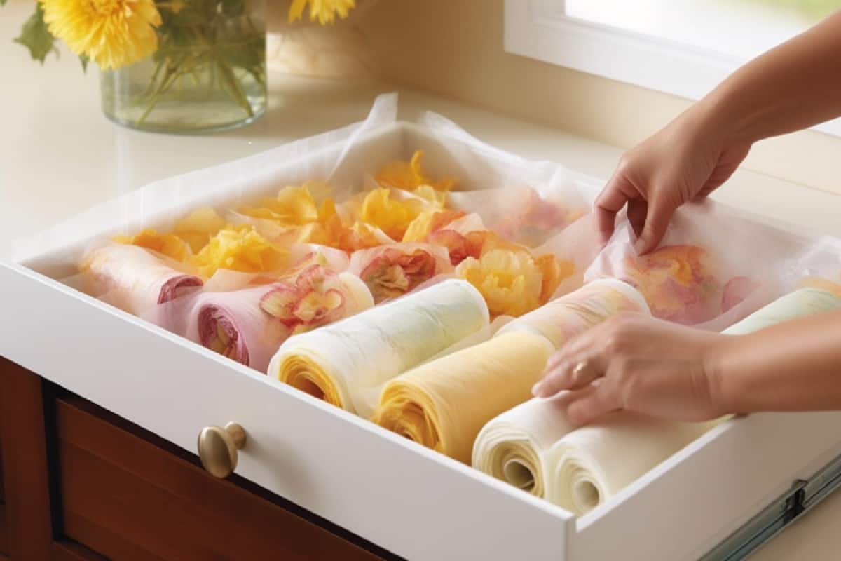 scented drawer liners using fresh-cut flowers.