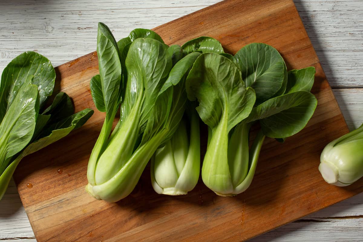 Bok Choy on a chopping table