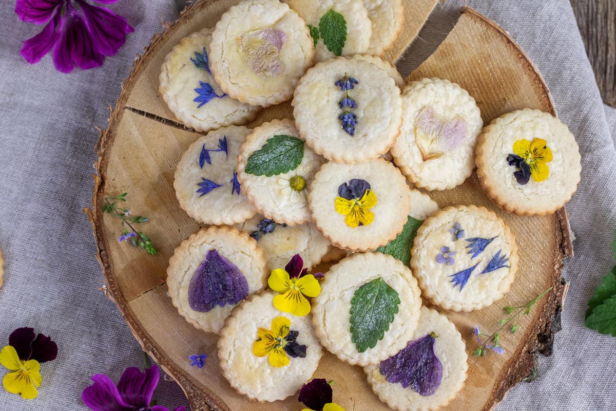 Cup cakes mixed with Chamomile flowers 