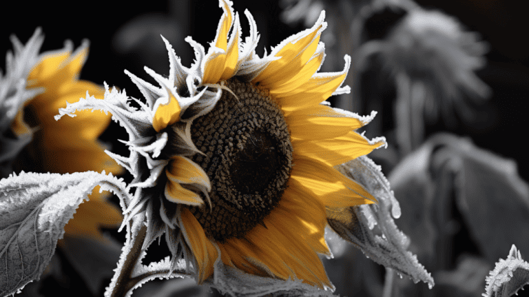 frost on sunflower
