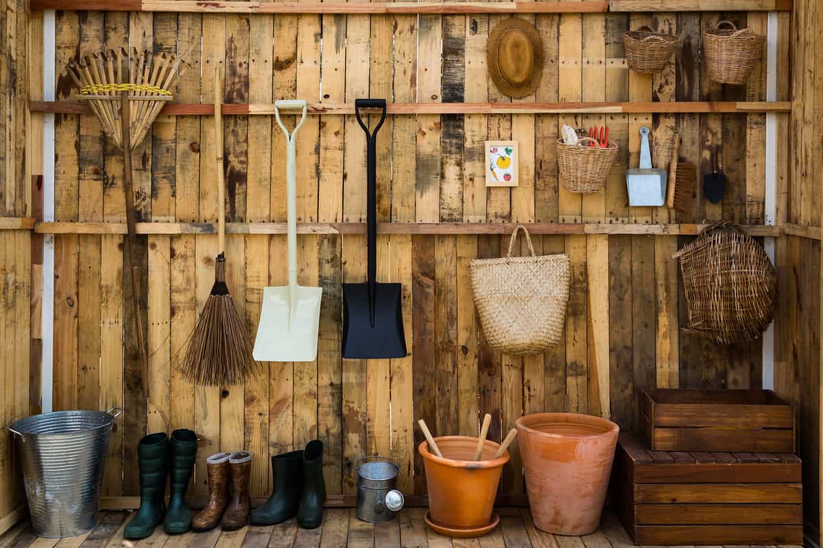 Properly stored garden tools