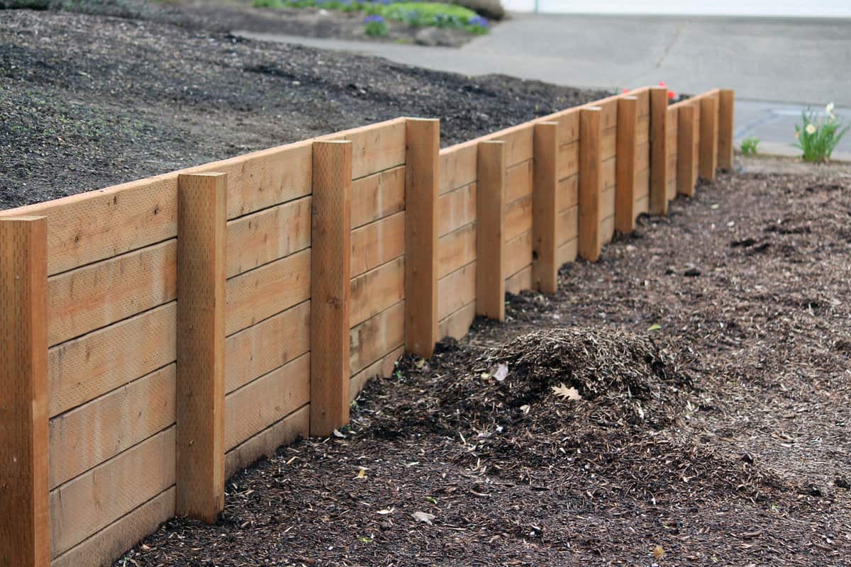 Wooden retaining wall 