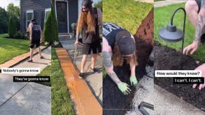Collaged photo of a TikTok video of a man making a No Dig Gardening Hack, No Dig Gardening Hack - 1600x900