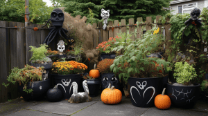 Exterior photo of a halloween themed garden, 12 Halloween Planters For Inside And Out - 1600x900