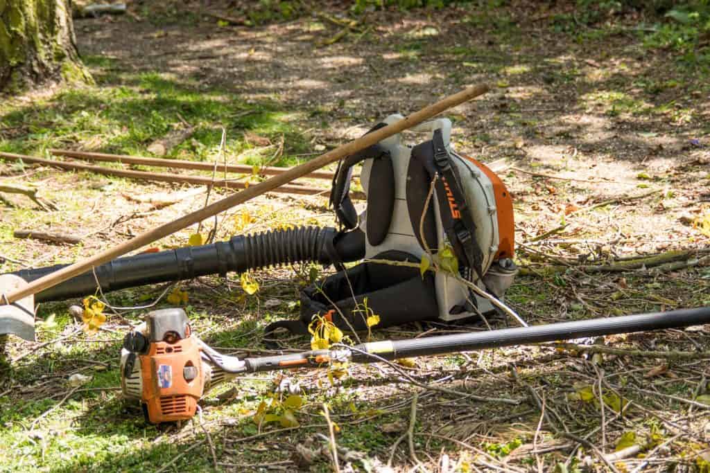A Stihl leaf blower used to clean the park