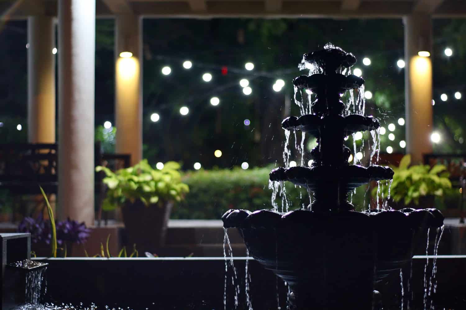 Water fountain at night