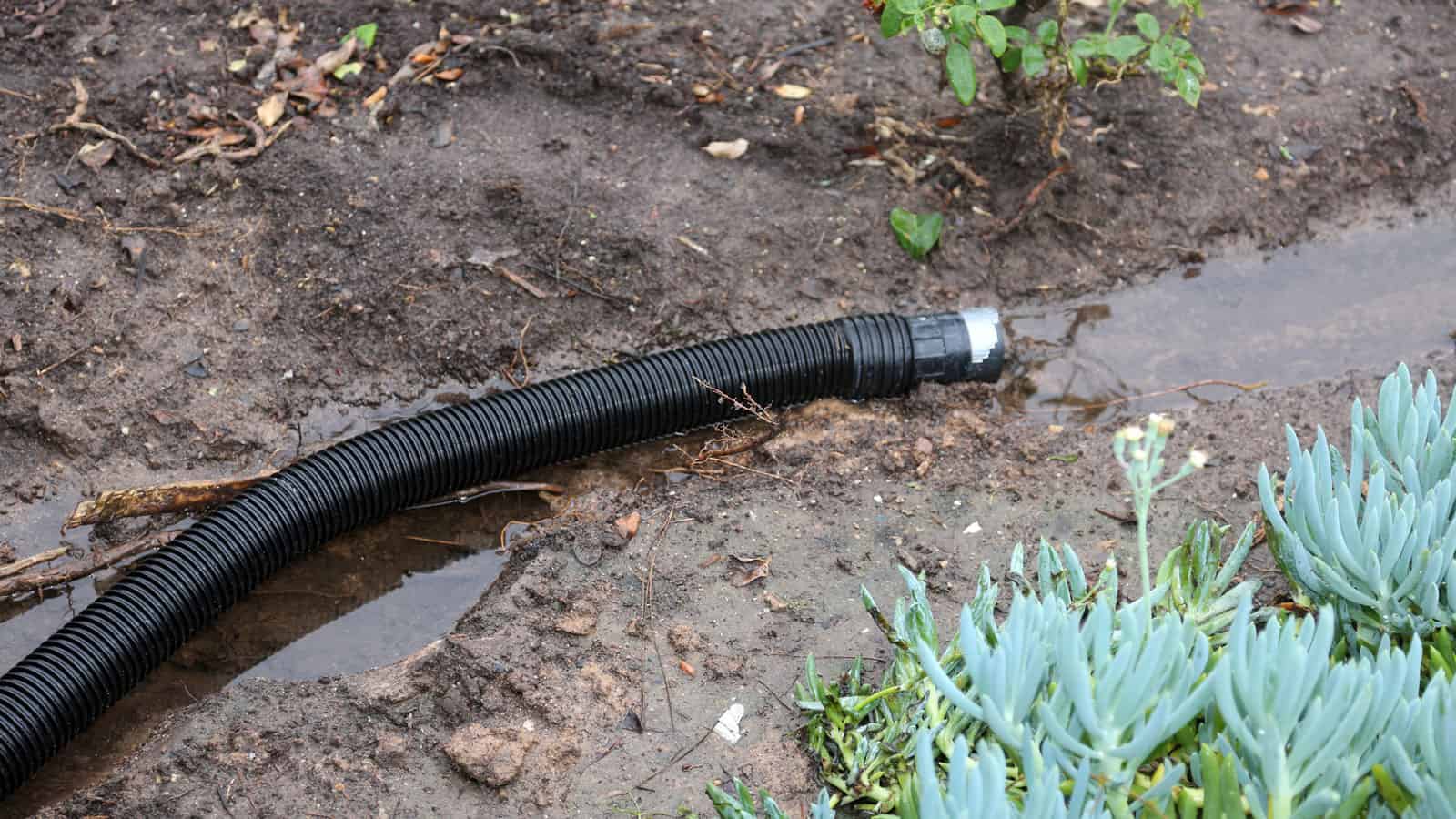 A garden hose for the garden drainage