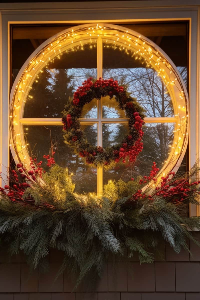 A gorgeous window decor for a Christmas decor