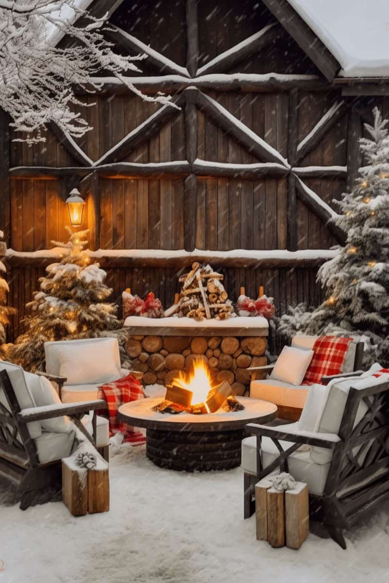 Christmas themed outdoor gathering area