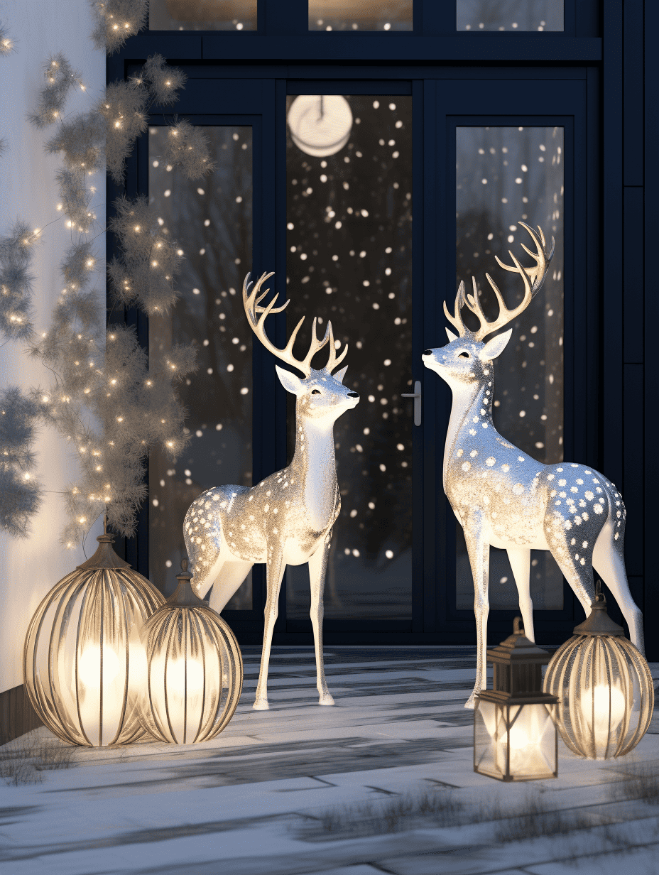 Bright glowing Reindeers with glowing orbs on the side