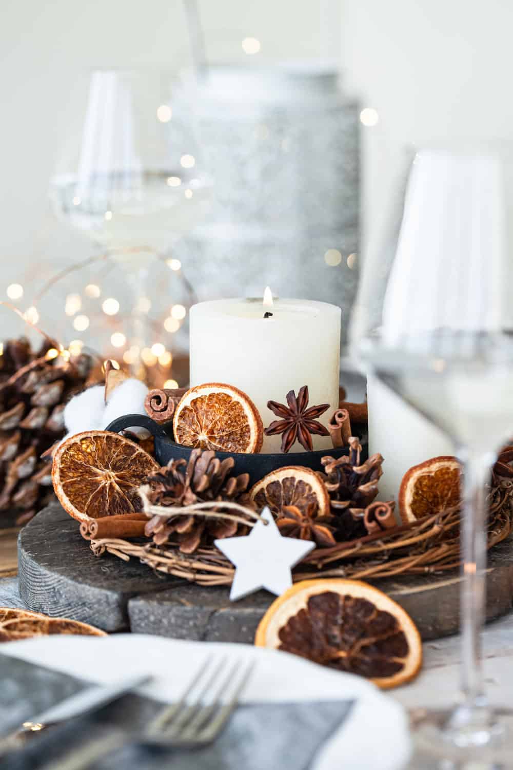 Wonderful spiced candle from citrus and pinecones