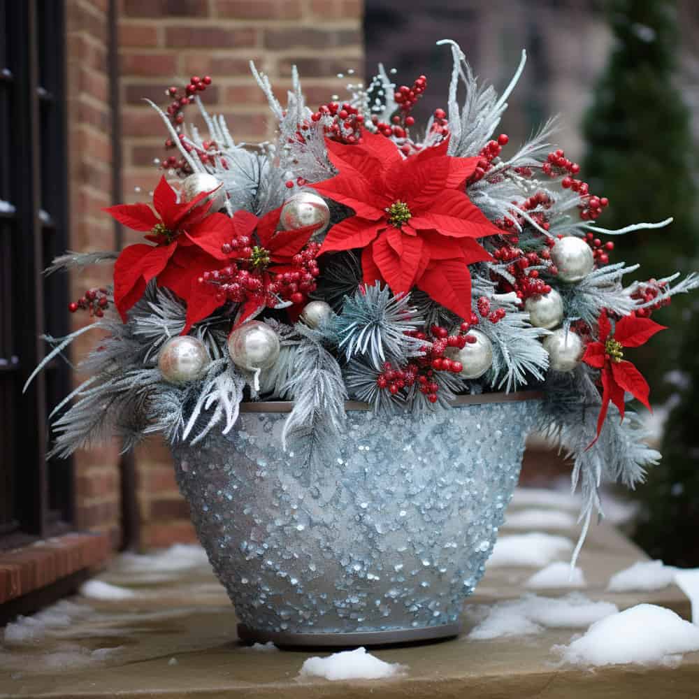 Combine icy blue and silver decorations with small red accents for a dramatic contrast