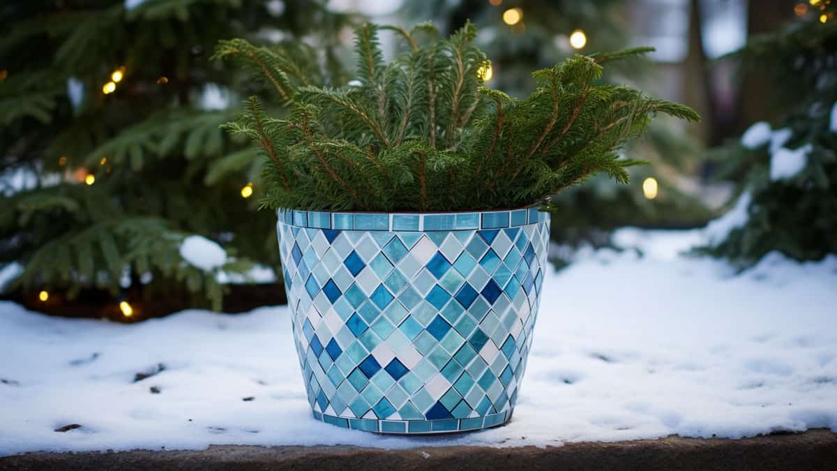 A beautiful mosaic planters pot, Creating Gorgeous Holiday Planters - 1600x900