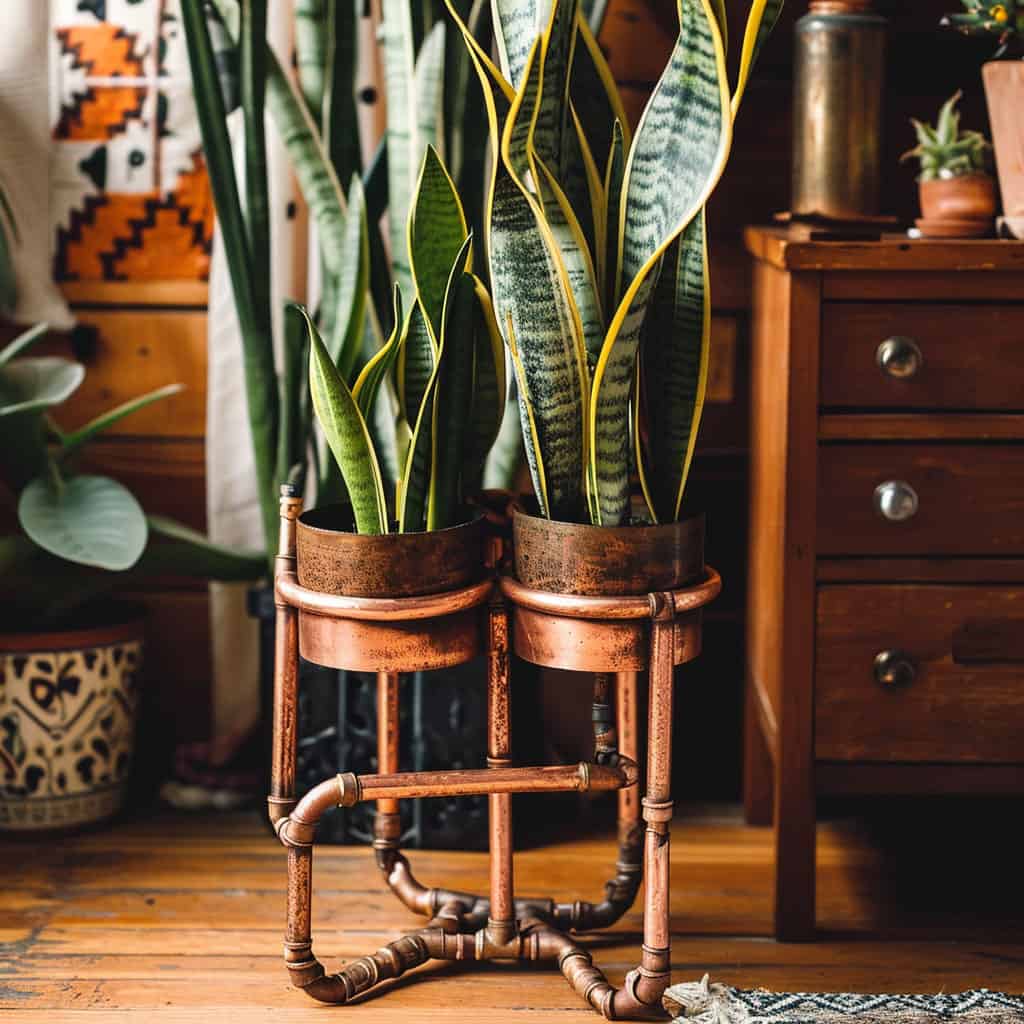 Two beautiful plant stands for snake plants