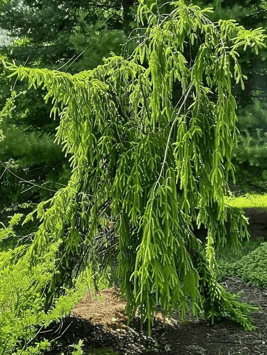 Weeping Dwarf Tamarack Larch in a forest glade. Perfectly suited for a shaded undercanopy position ar 3:4