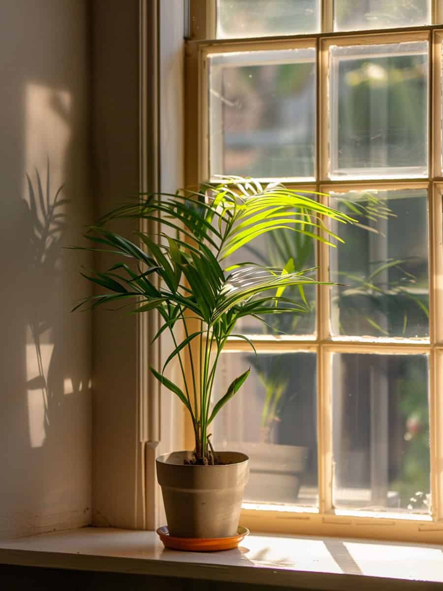 parlor palm next to window