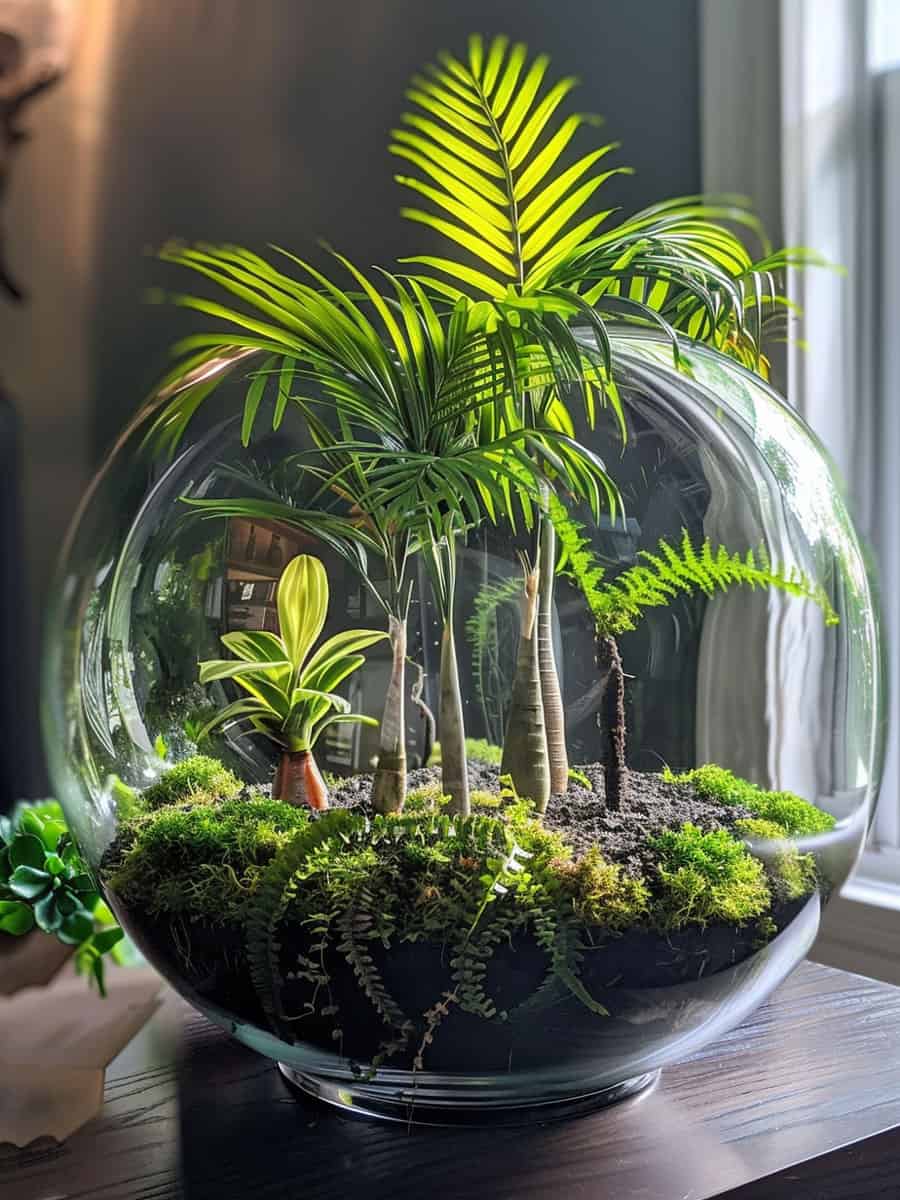 Parlor palm inside a bubble