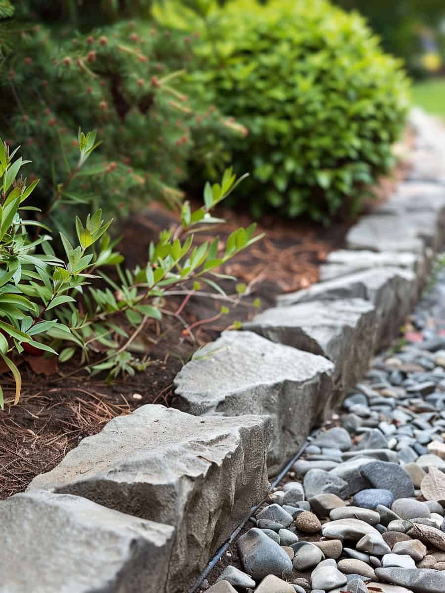 Garden edging mimicking stones
