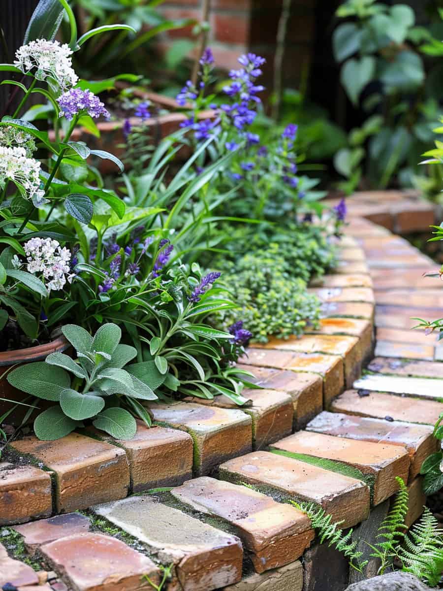 Neatly laid out garden bricks