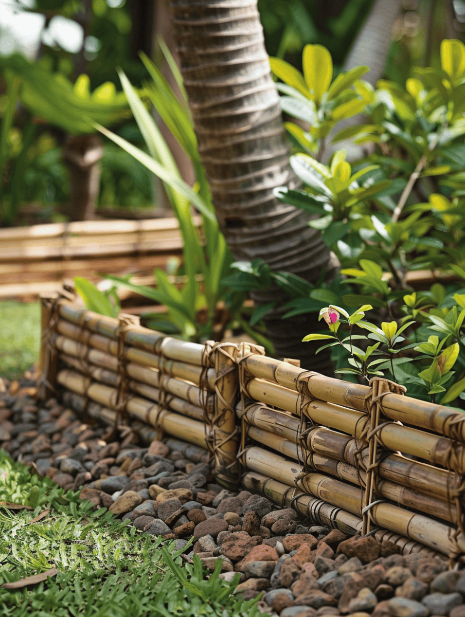 Beautiful Woven bamboo used for garden edging